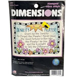 Dimensions Senility Prayer Stamped Cross Stitch Kit 6945 Floral Sun 7x5 New